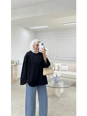 Miraydin Butik Kadın Basic Sweatshirt Tunik M52419- Siyah