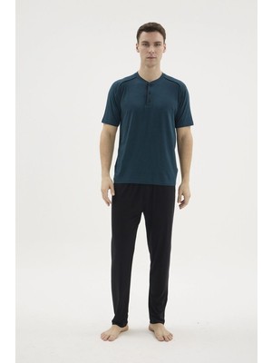 Pileli Store Kocabey KKT-26153 Erkek Midi Yaka Pijama Takımı