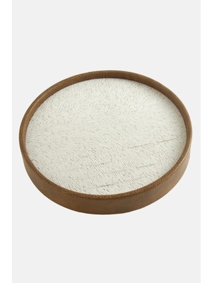 Pileli Store Yuvarlak Ahşap Deri Yüzüklük 20 cm