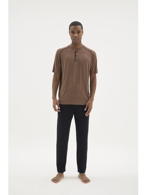 Pileli Store Kocabey KKT-26153 Erkek Midi Yaka Pijama Takımı