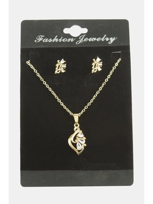 Pileli Store Çiçek Zirkon Taşlı Set Kolye