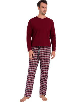 Pileli Store Pijalüx Erkek  Kareli Poplin Cepli Alt Pijama