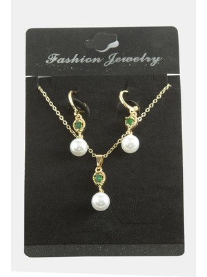 Pileli Store Damla Inci Zirkon Taşlı Set Kolye