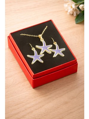 Pileli Store Deniz Yıldızı Mineli Kutulu Kolye Set