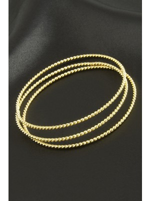 Pileli Store 3 Adet Burgulu Lüks Çelik Bilezik 62 mm