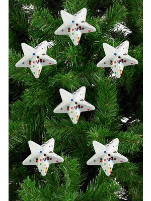 Pileli Store 6 Adet Yıldız Yılbaşı Ağaç Süsü 6 cm