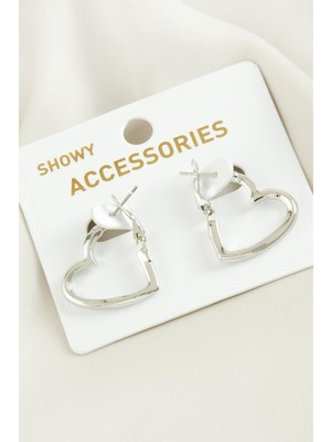 Pileli Store Kalp Trend Metal Küpe 2 cm