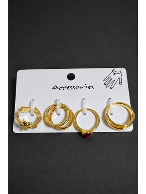 Pileli Store 5 Adet Taşlı Eklem Yüzük