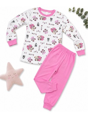 Pileli Store Kız Çocuk Premium Penye Koala Desenli Uzun Kollu Pijama Takımı 2-11 Yaş - Pembe