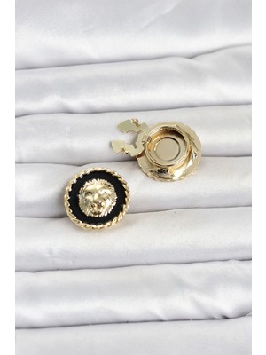 Pileli Store Aslan Model Gold Renk Düğme Veya Manşet Broşu TJ-BR488