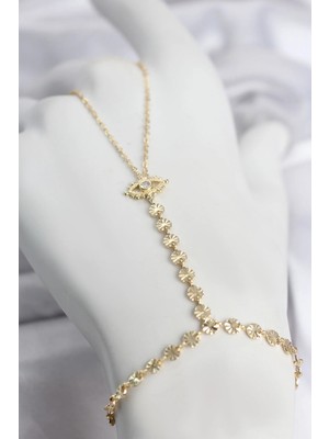 Pileli Store Gold Renk Pirinç Zirkon Taşlı Göz Model Şahmeran TJ-SN779