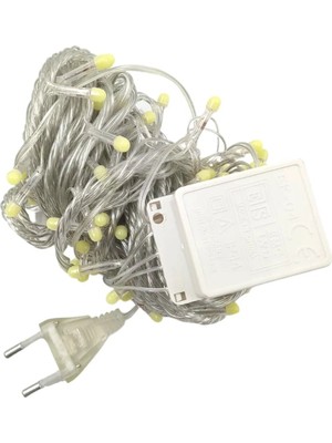 Pileli Store 10 M 100 LED Damla Uçlu LED Işık Beyaz Işık Şeffaf Kablo