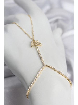 Pileli Store Gold Renk Pirinç Zirkon Taşlı Model Şahmeran TJ-SN769