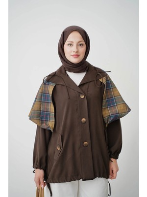 Quwiq Kadın Kolu ve Eteği Büzgülü Cepli Oversize Ceket