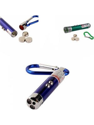 Pileli Store 3 Fonksiyonlu Kırmızı Beyaz Işıklı LED Lazer Kedi Köpek Oyuncak Anahtarlık BX40