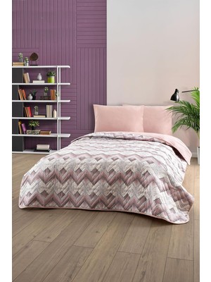 Tr Çift Kişilik Desenli Kapitone Çift Taraflı Renkli Pike Yatak Örtüsü Takımı 200X230 cm (�