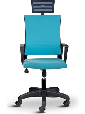Tr Rigel Ergonomik Ofis Koltuğu, Başlıklı, Yükseklik Ayarlı, Silinebilir Kumaş, Plastik Ayakl