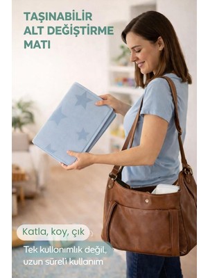 Tr Katlanabilir Alt Değiştirme ve Bebek Bakım Matı 70×50 cm / Taşınabilir, Su Geçirmez, Hijy