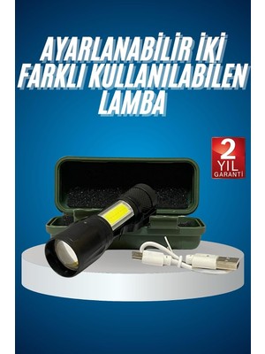 Tr Yamanhobi LED Lamba El Feneri Küçük Taşınabilir USB Şarjlı Acil Durum Lambası