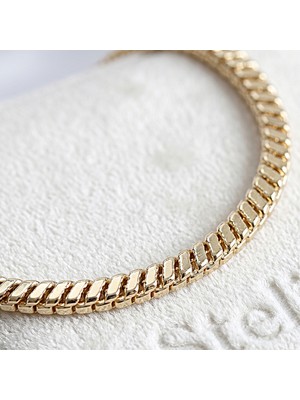 Stelia 14K Altın Renk Kaplama Kare Zincir Model Kadın Bileklik