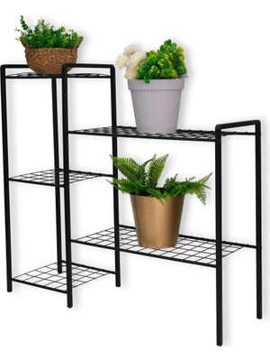 Toprak E-Ticaret Garden 5 Raflı Dekoratif Amaçlı Metal Ayaklı Saksılık Çiçeklik Bahçe Dekor UYNEV9025ES