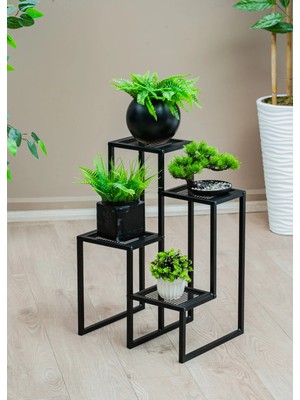 Toprak E-Ticaret Garden-4 Metal Raflı Saksılık Dekoratif Saksı Standı Çiçeklik