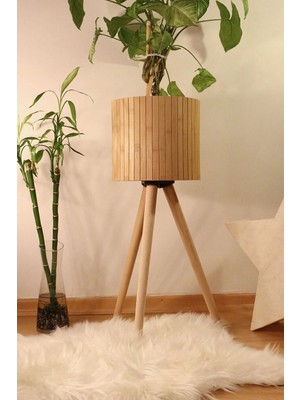 Monchi Bambu Ahşap Ayaklı Sepet/saksılık Çiçeklik 46CM Ayak Boyu (24CM Veya 39CM Ayak Talep Edebilirsiniz)