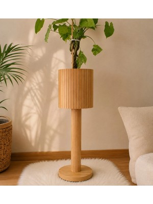 Monekro Doğal Bambu Saksılık Çok Amaçlı Çiçeklik Dekoratif Stand