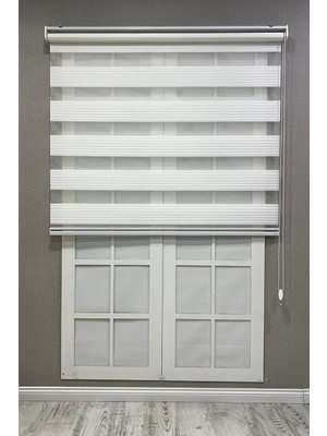 Zebra Stor Perde Geniş Plise Güneşlik Perde, Beyaz, 150 x 200