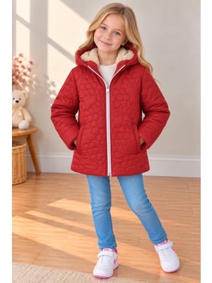 Dublino Kids Çiçekli Kız Çocuk Su ve Rüzgar Geçirmez Kapüşonlu Mont