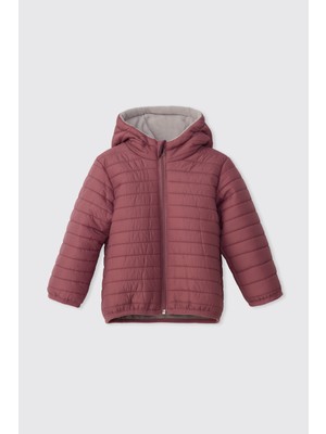 Panço Kız Bebek/çocuk Kapüşonlu Içi Polar Gül Kurusu Mont