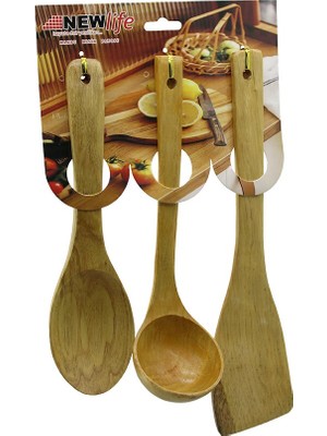 Store 3pcs Ahşap Bambu  Mutfak Servis Seti  KAŞIK=27CM - KEPÇE=27CM - SPATULA=32CM