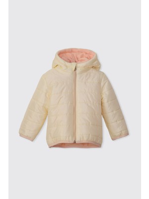 Panço Kız Bebek/çocuk Kapüşonlu Içi Polar Ekru Mont
