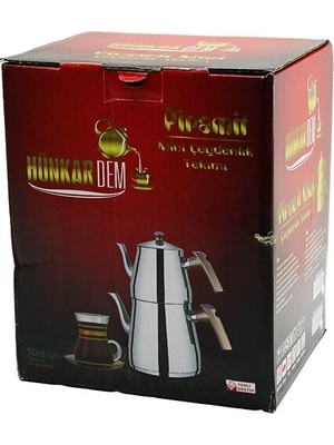 Store Pramit Mini Boy Çelik Çaydanlık Seti - Takımı Renkli Bakalit Kulp Üst Demlik: 0.9lt - Alt Suluk: 1.5lt Kendinden Süzgeçli
