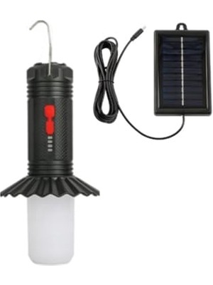 Orevio GS-505 Solar Güneş Enerjili LED Kamp Lambası, Taşınabilir Outdoor Fener, 10 W, 3 Mod, Şarj Edilebilir