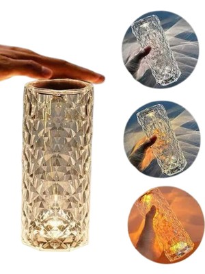 Store Kristal Lamba Masa Lambası Şarjlı Masa Lambası Dokunmatik Sensör USB Şarjlı