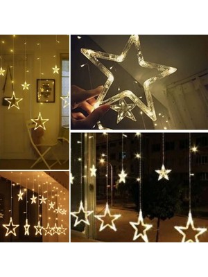 Store Kumandalı Yıldız Figürlü 12 Sarkıtlı 120 LED Uzaktan Kumandalı Dekor Işık – Masaüstü ve Ortam Aydınlatması
