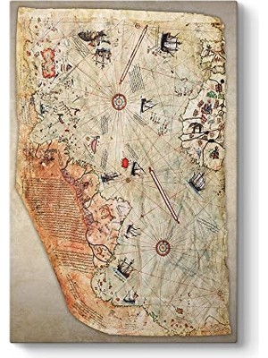 Orevio Piri Reis Dünya Haritası Kanvas Tablo 100 x 140