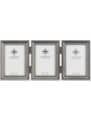 Orevio Inci Bordürlü Üçlü Kalay Fotoğraf Çerçevesi, 2,5 x 3,5 cm
