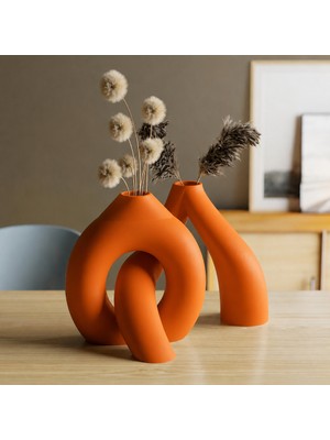 Store 3D Baskı Interlocking Vazo - Iç Içe Geçen Dekoratif Vazo-Turuncu