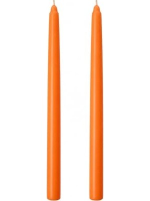 Orevio 2'li Turuncu Şamdan Mum Seti, 25 Cm, Parafin Wax, %100 Pamuk Fitil, Yaklaşık 10 Saat Yanma