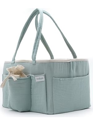 Orevio Müslin Anne Organizer Çanta, Mint Yeşili
