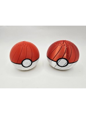 Store 3D Baskı Pokebal - Segmentli Pokeball Dekoratif Küre-Kırmızı