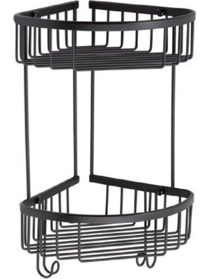Orevio Siyah Banyo Duş Rafı, 377X196X250 mm