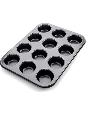 Orevio 12 Bölmeli Premium Metal Muffin ve Cupcake Tepsisi; Yapışmaz, Eşit Pişirme Özellikli Kalıp