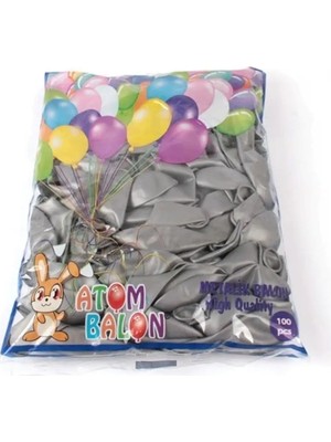 Atom Balon 11'' Metalik Silver Balon Gümüş Parti Süsü IEP004460