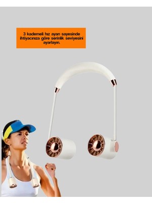Store Boyun Askılı Katlanabilir Fan 1000 Mah USB Şarjlı Taşınabilir