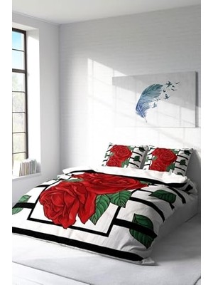 Orevio Çift Kişilik 3D Digital Rose Box Pamuk Saten Nevresim Takımı, MONOHOME2780HF
