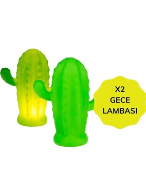Store Pilli Silikon LED Işıklı Sevimli Kaktüs Gece Lambası Aydınlatması