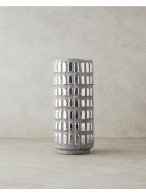 Orevio Glossy Stoneware Vazo Silver